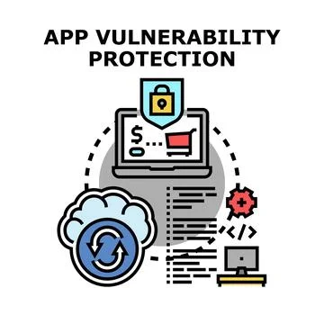App vulnerability protection concept with data security Stock Illustration