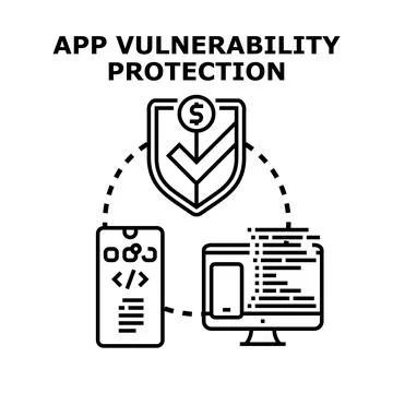 App vulnerability protection ensuring secure software development and data Illustrazione stock