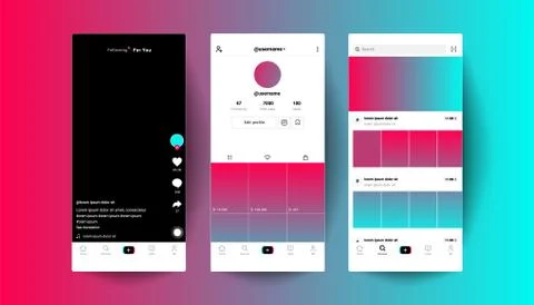App web buttons layouts templates. Mockup application page user interface. So Stock Illustration