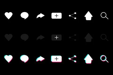 App web buttons layouts, ui. Music and video app icons. Design for web Stock Illustration