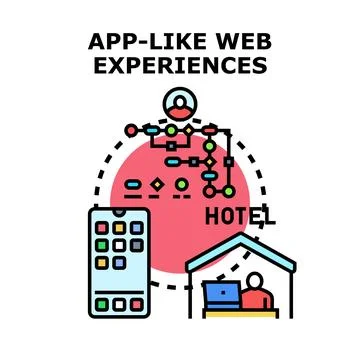 App like web experiences for hotel management Stock Illustration