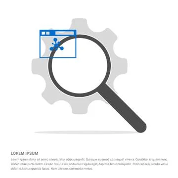 App window interface icon  Search Glass with Gear Symbol Icon template Stock Illustration