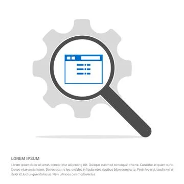 App window interface icon  Search Glass with Gear Symbol Icon template Stock Illustration