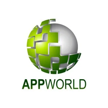 App world shiny digital sphere logo concept design template Stock Illustration