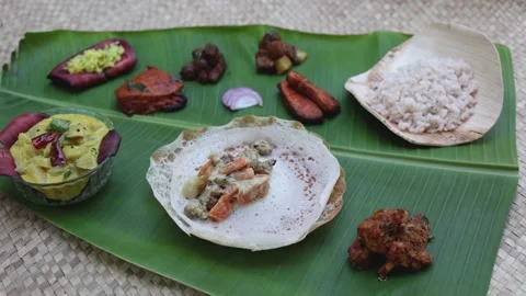 Appam with mutton stew Non-vegetarian Indian food Stock Footage 147974318