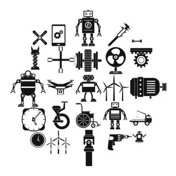 Apparatus icons set, simple style 스톡 일러스트