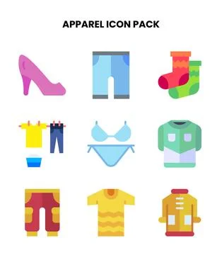 Apparel Flat Bundle Icons Pack Stock Illustration