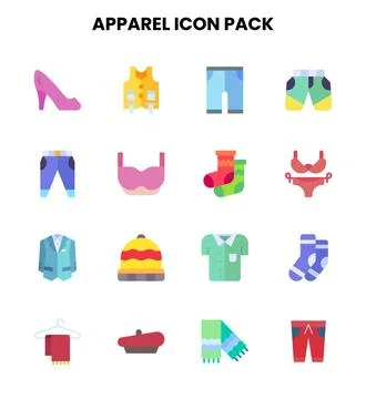 Apparel Flat Graphics Icons Pack Stock Illustration