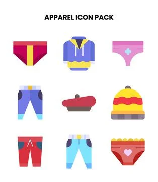 Apparel Flat Scalable Icons Pack Stock Illustration
