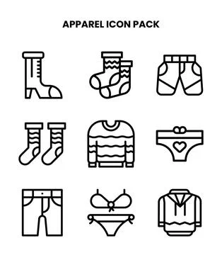 Apparel Line Bundle Icons Pack Stock Illustration