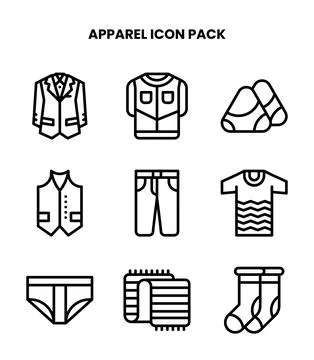 Apparel Line Bundle Icons Pack Stock Illustration