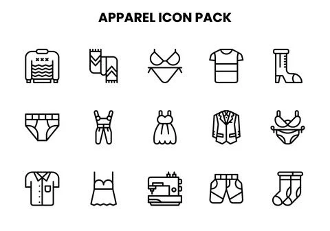 Apparel Line Bundle Icons Pack Illustrazione stock