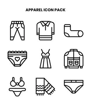 Apparel Line UI Icons Pack Illustrazione stock