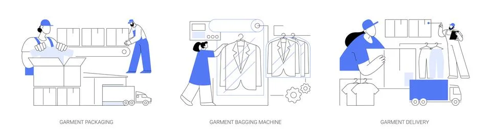Apparel manufacturing abstract concept vector illustrations. Illustration