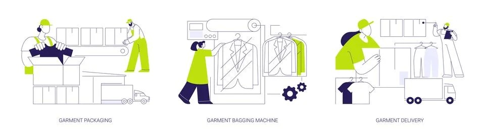 Apparel manufacturing abstract concept vector illustrations. イラスト素材