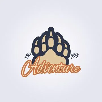 Apparel predator footprint logo vector illustration design vintage bear , lio Stock Illustration