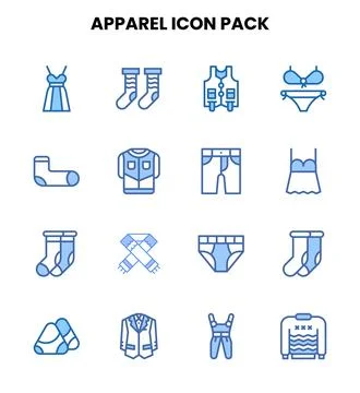 Apparel Two Colour Design Icons Pack Stock Illustration