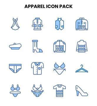 Apparel Two Colour Graphics Icons Pack 스톡 일러스트