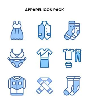 Apparel Two Colour Scalable Icons Pack Stock Illustration