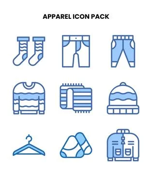 Apparel Two Colour Set Icons Pack Stock Illustration
