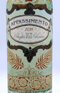 Appassimento Puglia Rosso red wine label Stock Photos