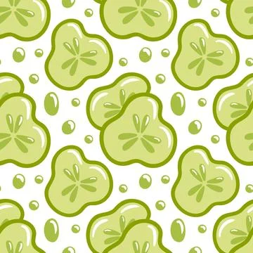An appealing and refreshing pattern design featuring fresh cucumber slices .. Stock Illustration