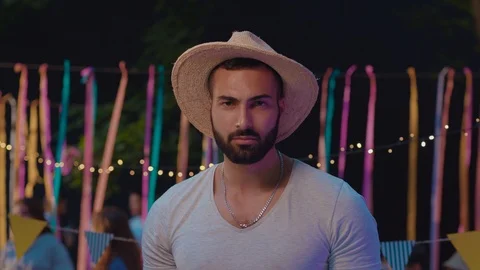 Appealing caucasian guy with sexy expression looking pointing on camera hanging Video stock 114929950