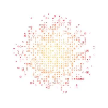 Appealing geometric matrix background in sunset dark colors. Classy circula.. Stock Illustration