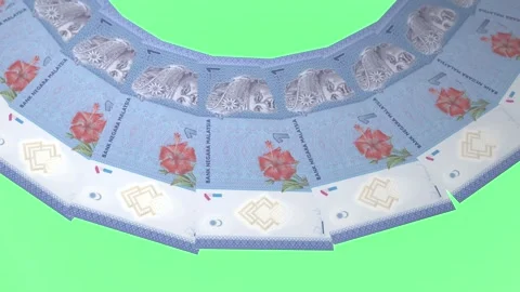 Appealing Looping Design 1 Ringgit Curency of Malaysia Stock Footage 306827584