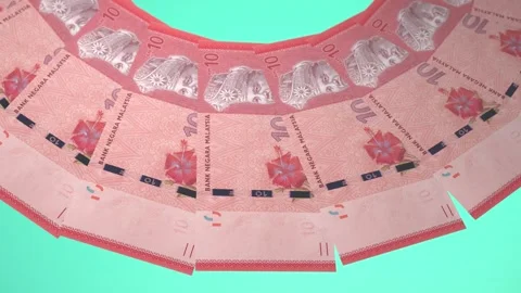 Appealing Looping Design 10 Ringgit Curency of Malaysia Stock Footage 306827724