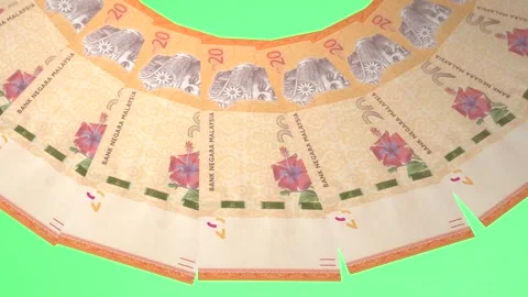 Appealing Looping Design 20 Ringgit Curency of Malaysia Stock Footage 306827877