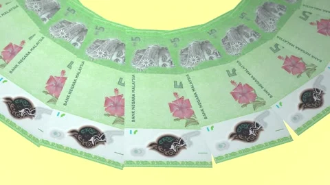 Appealing Looping Design 5 Ringgit Curency of Malaysia Stock Footage 306827632