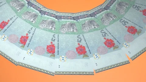 Appealing Looping Design 50 Ringgit Curency of Malaysia Stock Footage 306828187