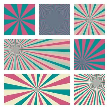 Appealing sunburst background collection. Abstract covers with radial rays... Stock Illustration