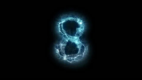 The appearance and disappearance of the number 8 composed of abstract energy. Video stock 213950738