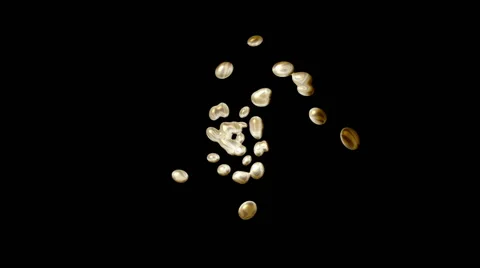 Appearance in the center and expansion in different directions of liquid gold dr Stock Footage 42333366