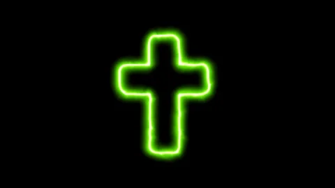 green neon cross