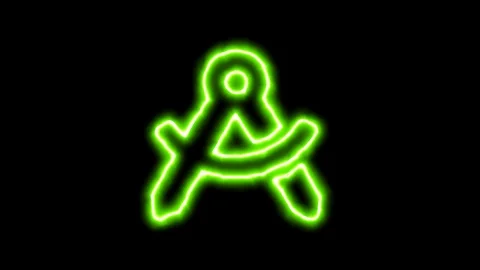 The appearance of the green neon symbol drafting compass. Flicker, In - Out. Stock Footage 101046629