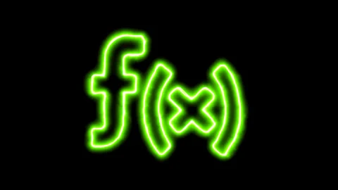 The appearance of the green neon symbol function. Flicker, In - Out. Alpha Stock Footage 133783963