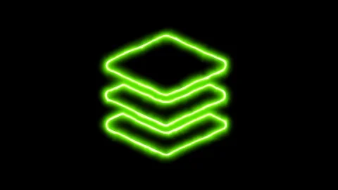 The appearance of the green neon symbol layer group. Flicker, In - Out. Alpha Stock Footage 101312813