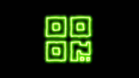 The appearance of the green neon symbol qrcode. Flicker, In - Out. Alpha channel Stock Footage 101439481