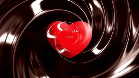 Appearance of the red heart on the background of the current chocolate Stock-Footage 201491964