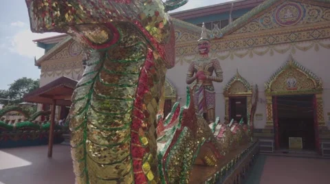 The Appearance of Sunlight due to the Head of the Mosaic Dragon. Slow Motion Stock Footage 66388345