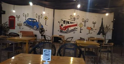 The appearance of a unique interior design of a cafe Stock Photos