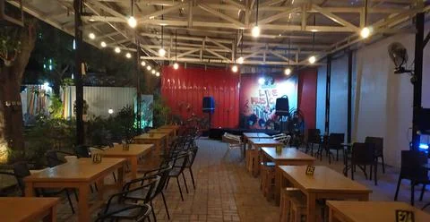 The appearance of a unique interior design of a cafe Stock Photos