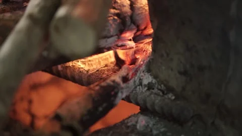 The appearance of wood being consumed by fire and becoming charcoal Stock Footage 259271023
