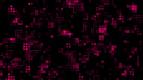 Appearing and disappearing 2d magenta red circles and squares digital background Stock Footage 272503545