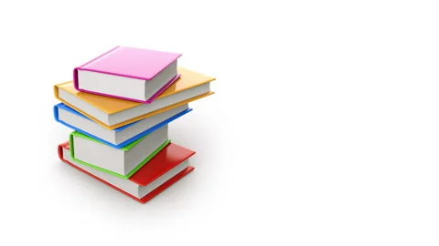 Appearing and disappearing stack of bright colored books on a white background Stock Footage 272335797
