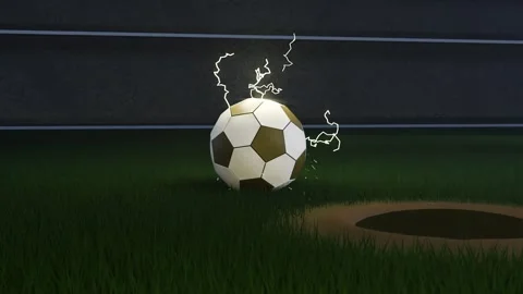 Appearing bright circle forming glowing soccer ball rolling toward center on Stock Footage 339194031
