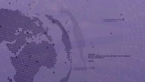 On appearing dotted digital globe rotating, forming mesh and drifting code Stock Footage 309872487